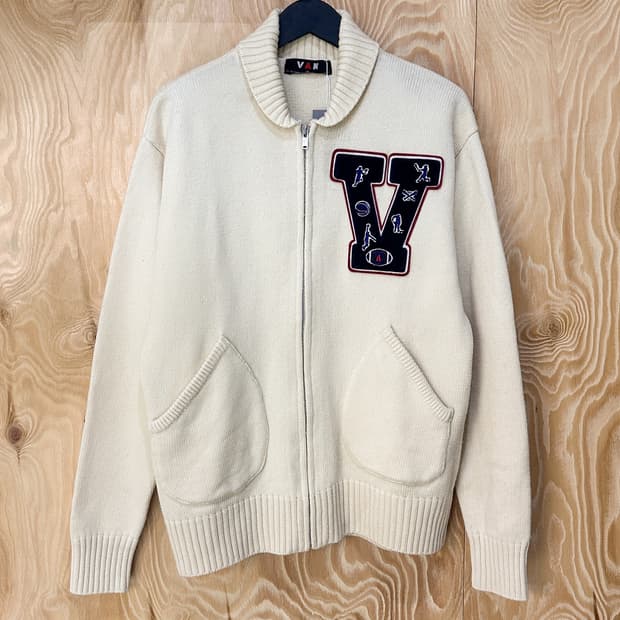 반작 스포츠 레터맨 집업 니트