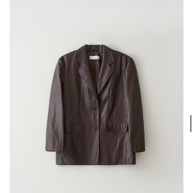 노티아 오버핏 싱글 레더 자켓 (브라운/FREE)