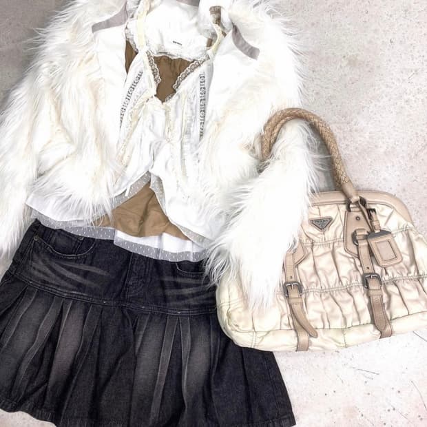 빈티지 화이트 퍼자켓 퍼가디건