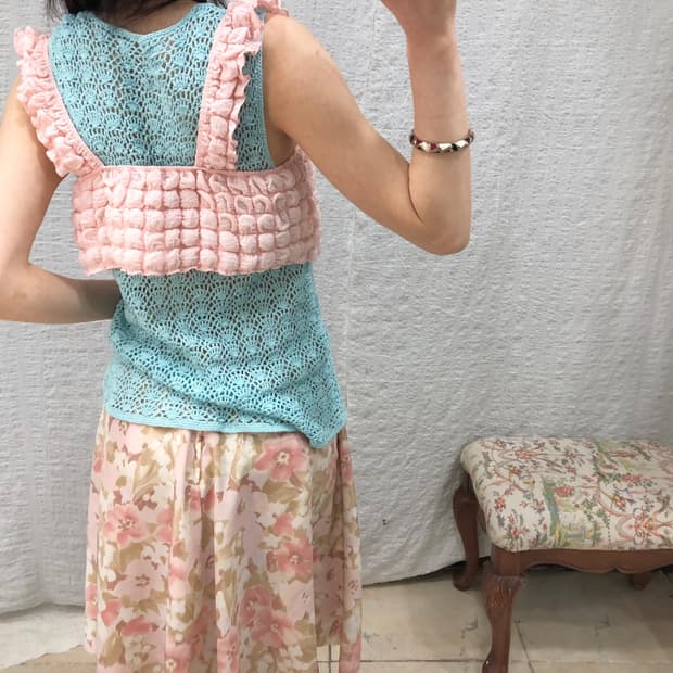 Pom-Pom pink bustier top