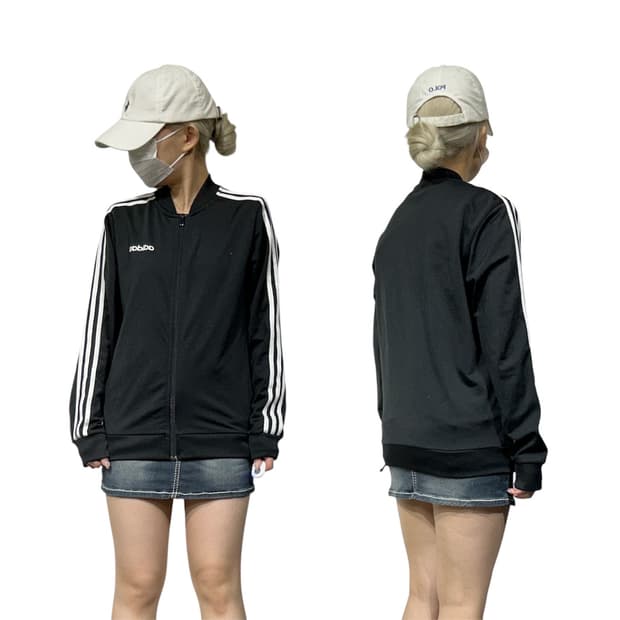 아디다스 블랙 화이트 삼선 트랙탑 져지 S