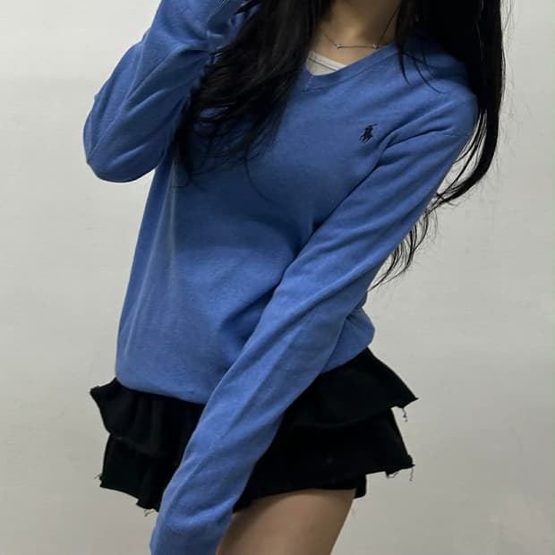 폴로 랄프로렌 피마코튼 브이넥 니트(S)