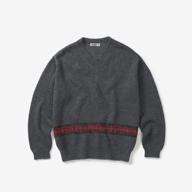 Kidmohair v-neck knit / Charcoal