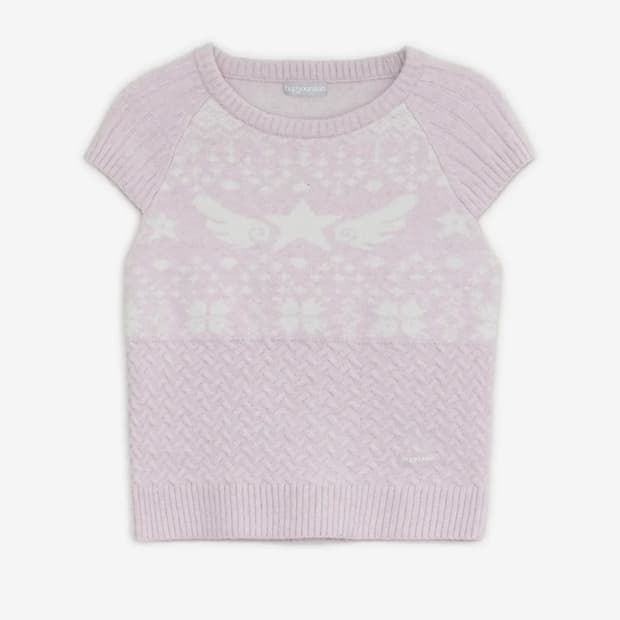 허그유어스킨 스타 윙 니트 탑 핑크