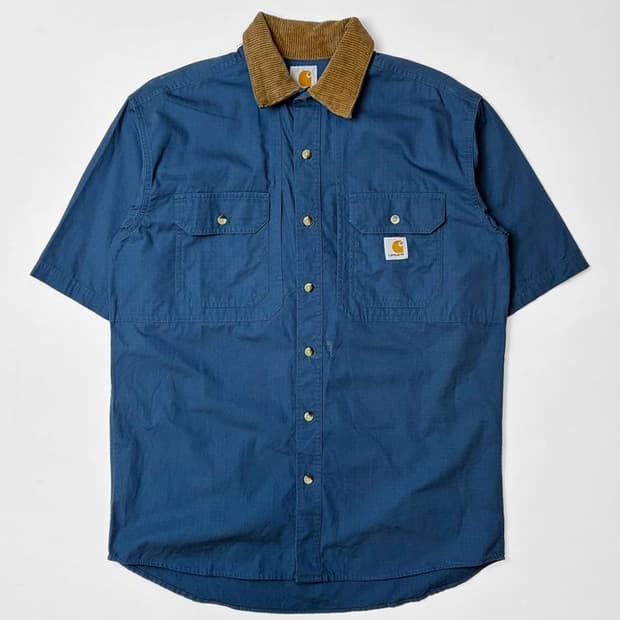 칼하트 00s 코듀로이 배색 워크 반팔 셔츠 PN5183