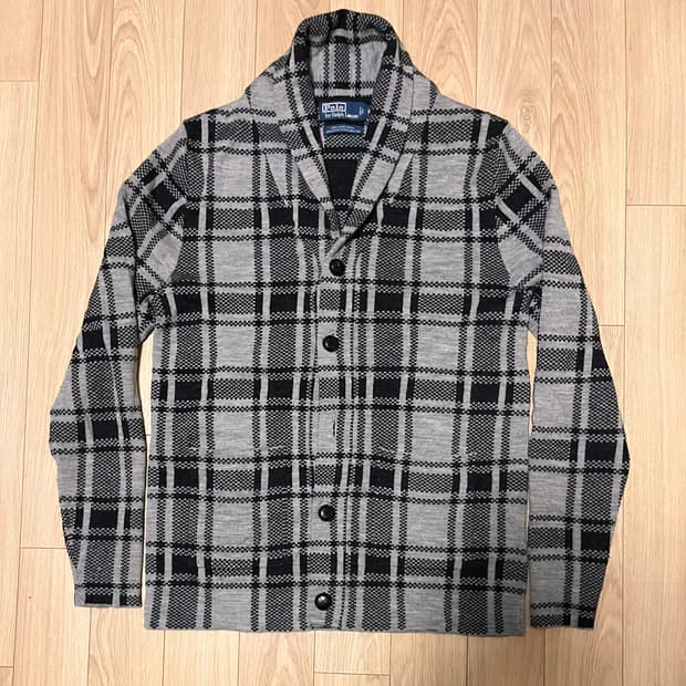 폴로 랄프로렌 숄카라 체크 가디건 XL