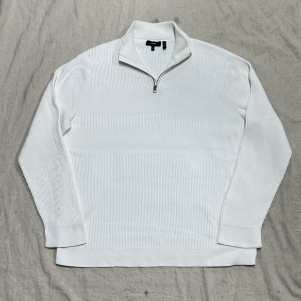 띠어리 화이트 반집업 니트 XL 