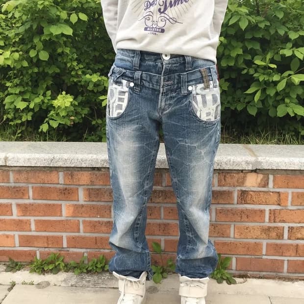 Y2K Japanese Logo Pocket Denim Pants
