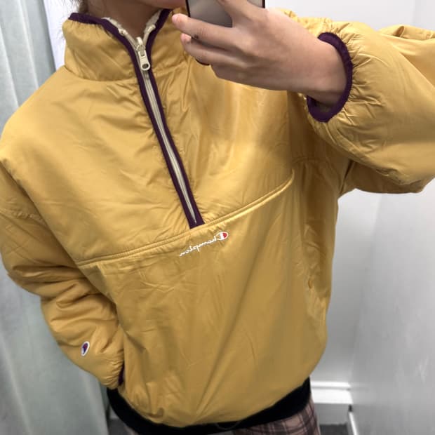 챔피온 아이보리 옐로우 리버시블 후리스 