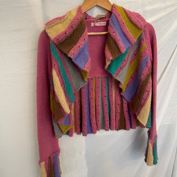 빈티지 니트 오픈 뜨개 가디건