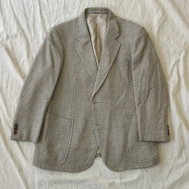 버버리 90s 빈티지 재팬 프레피 울 체크 자켓 95