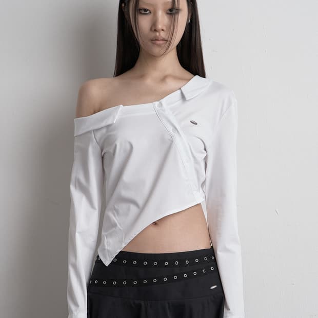 시너진 FLOW UNBALANCED CROP SHIRT WHITE