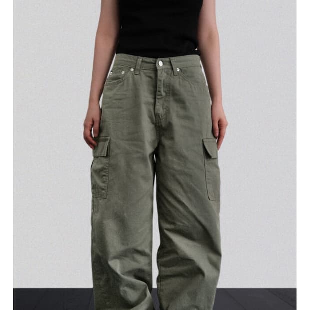 카키 카고 팬츠