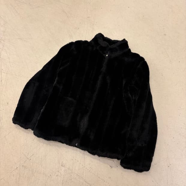 빈티지 블랙 페이크 퍼 자켓