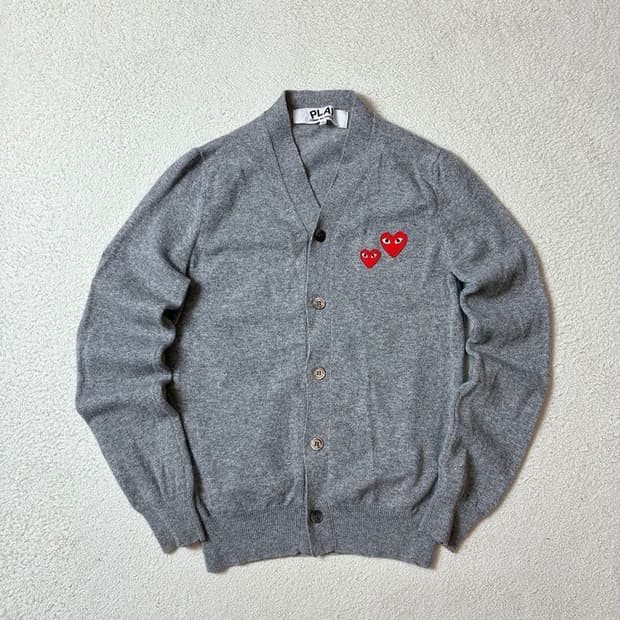 꼼데가르송 더블 하트 로고 니트 가디건 PN7258