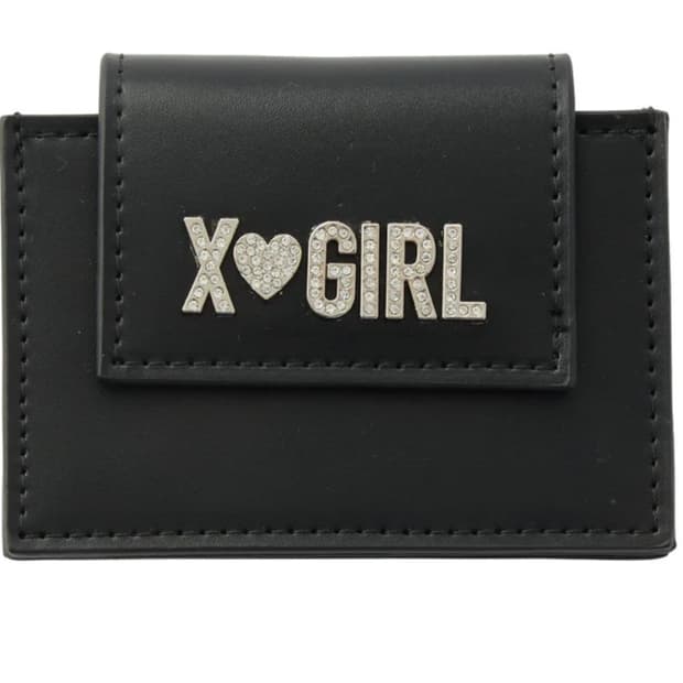X-girl 라인스톤 라벨 카드 케이스 지갑
