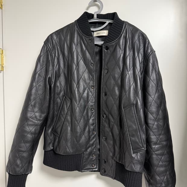 Ernest W Baker 레더 퀼팅 봄버 자켓 L