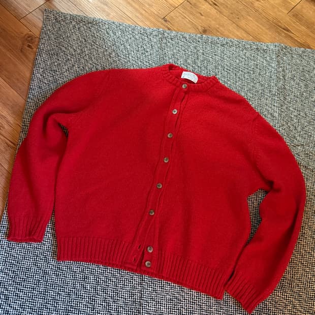50s USA 펜들턴 울 라운드넥 가디건 L 레드