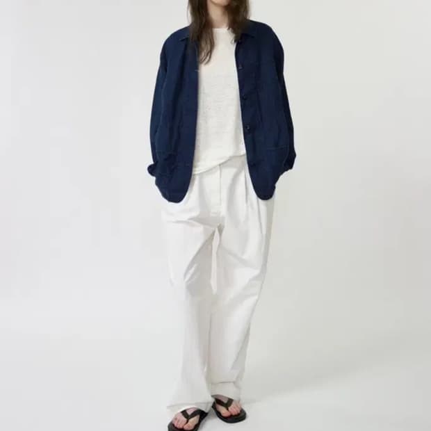 낫띵리튼 Plain linen jacket (Blue navy)