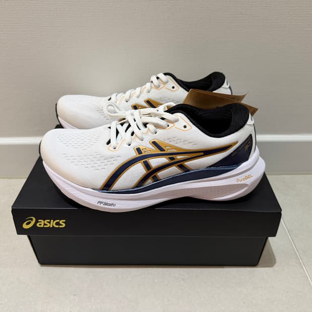 (W) 아식스 젤 카야노 30 애니버서리 화이트 딥 오션 240 새상품