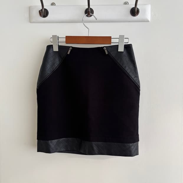 빈티지 오네갸루 레더 가죽 퀼팅 스커트
