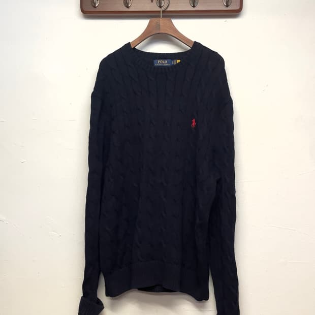 폴로 랄프로렌 네이비 케이블 니트 (QR정품)  