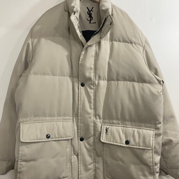 90s 이브생로랑 YSL 구스다운 푸퍼 패딩 점퍼 베이지