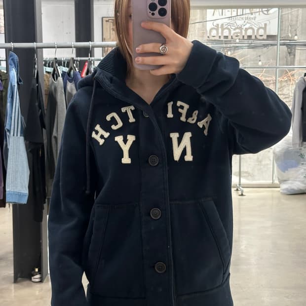 아베크롬비 하이넥 머슬핏 버튼 후드집업