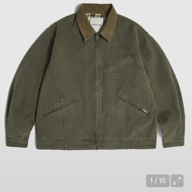 [L,모스그린]에스피오나지 워시드 캔버스 블루종 자켓 판매합니다.