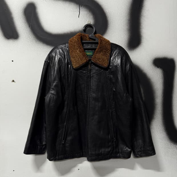 VTG 빈티지 100% 양가죽 퍼 카라 디테일 웨스턴 싱글 레더 자켓