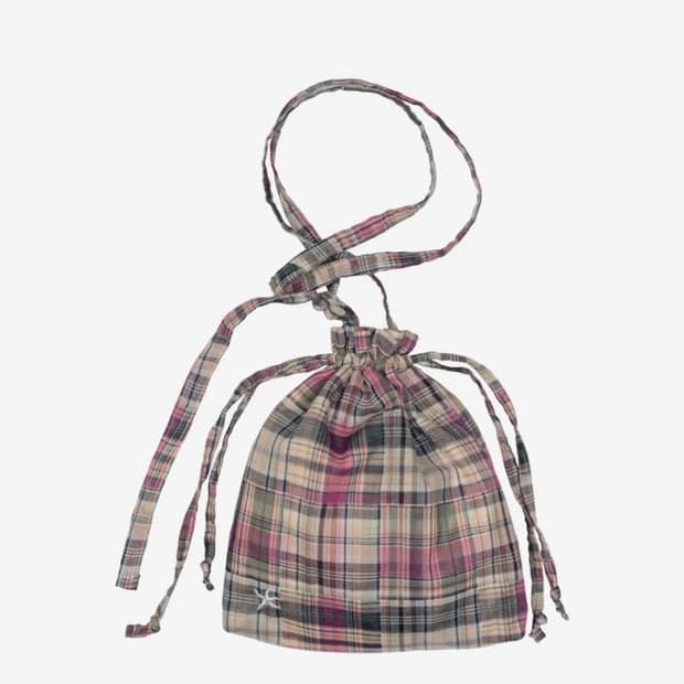 TCM vintage check pouch bag