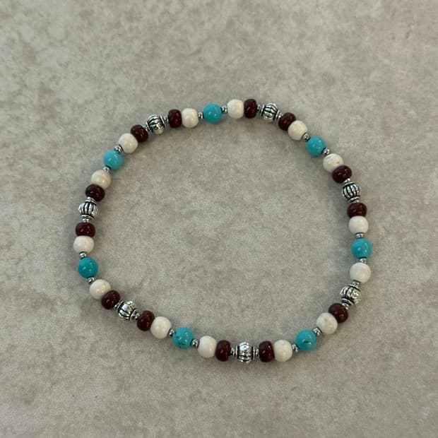 산호 터키석 레이어드 팔찌