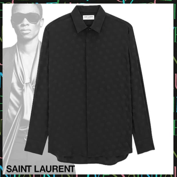 [BTS 지민님 착용] 생로랑 24ss 블랙 폴카닷 실크 셔츠