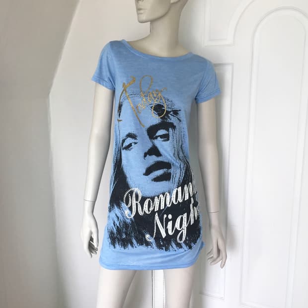 Vintage Face Graphic Blue Long Tee