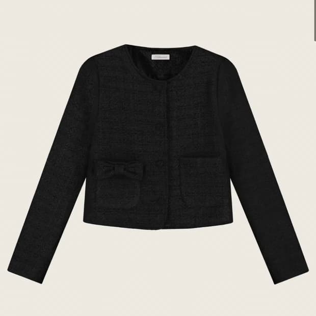 클리시어 리본 트위드 자켓 블랫