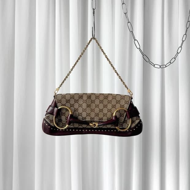 구찌 x 톰포드 F/W2003 홀스빗 스터드 체인 숄더백