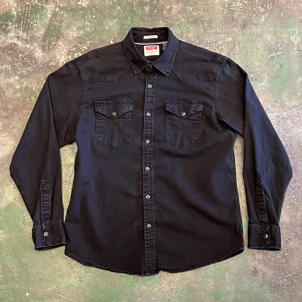 [L] Wrangler 블랙 웨스턴 스냅버튼 랭글러 셔츠