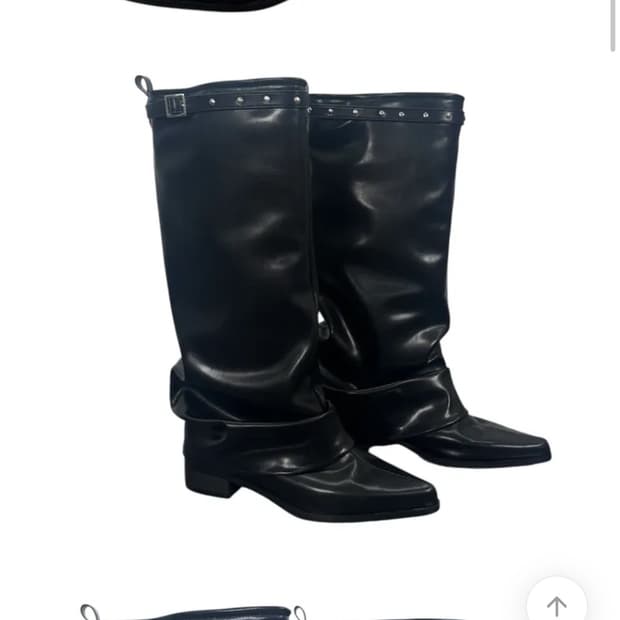 스터드 셔링 롱 부츠