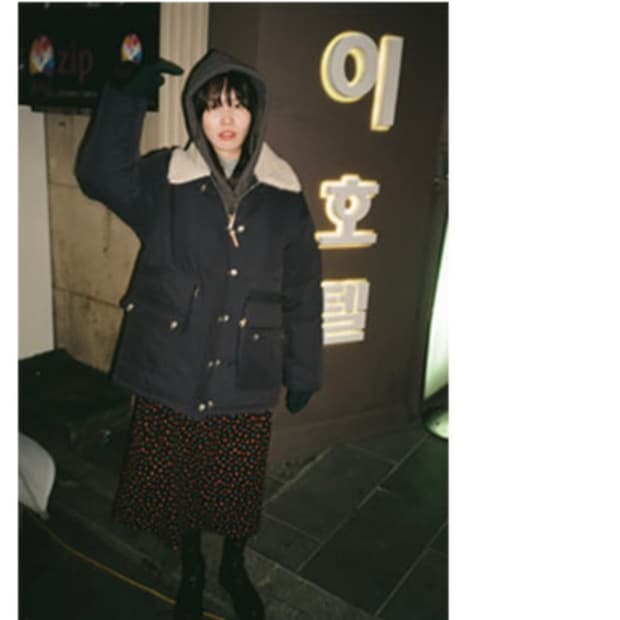 더버터크림 네이비 패딩 자켓