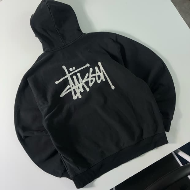 Stussy 스투시 베이직 피그먼트 다이드 블랙 후드티