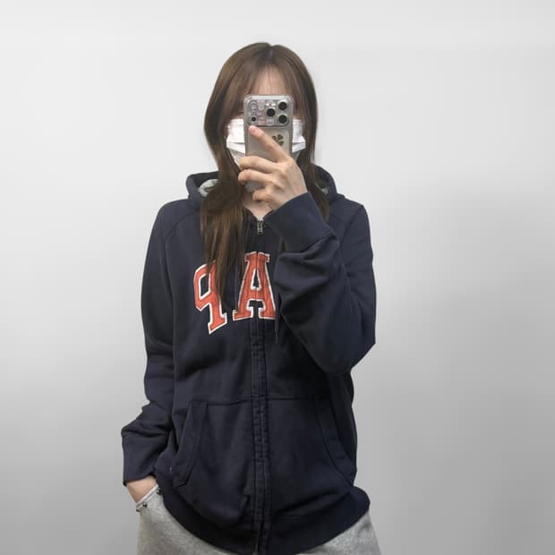 갭 Gap 스펠 로고 후드집업 네이비