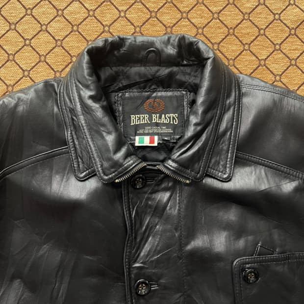 BEER BLASTS Lambskin 더블 카라 레더 자켓