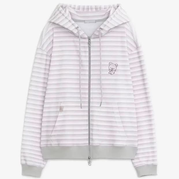 허그유어스킨 코리락쿠마 후드집업 스트라이프