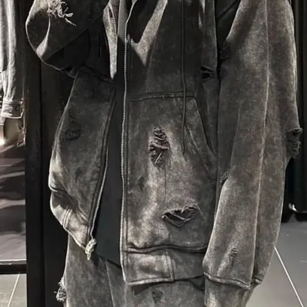 준지 /23fw 디스 브로큰 후드집업 /L