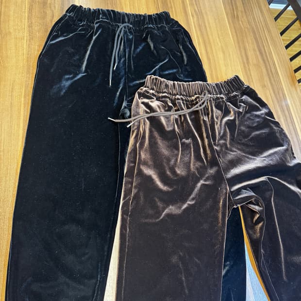 여성 벨벳 조거팬츠 블랙 / 브라운 (허리밴딩 55-77 )