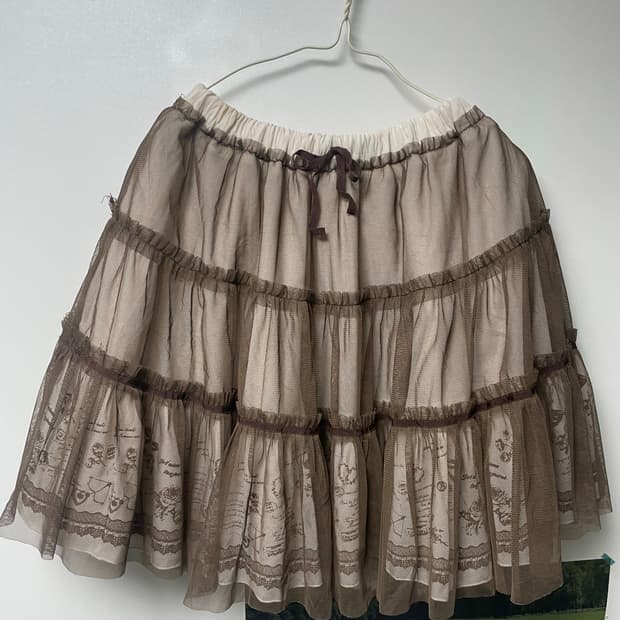 빈티지 브라운 초코 쉬폰레이스 캉캉 원피스 모리걸 로리타