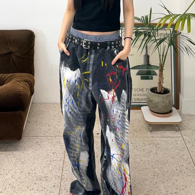 90s'커스텀 디키즈 워크팬츠 회색