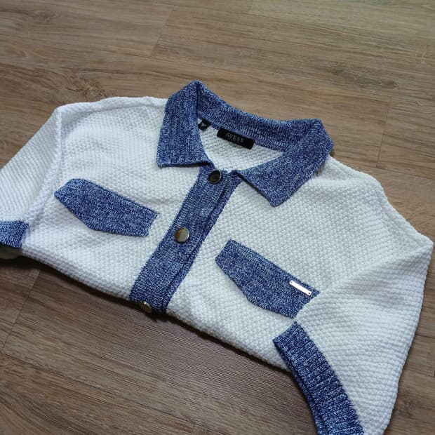 GUESS 게스 여성 니트 크롭 반팔 자켓