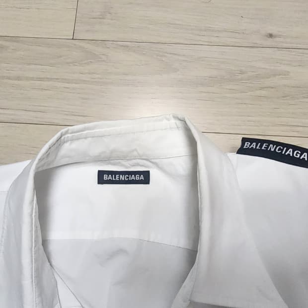 발렌시아가 화이트 로고 탭 포플린 오버셔츠
