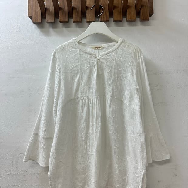 일본빈티지 플라워 자수 코튼 100% 블라우스